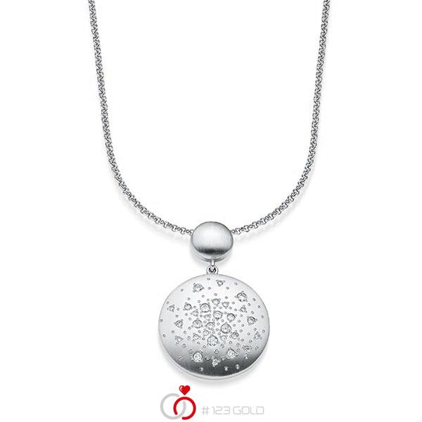Kette mit Anhänger in Weißgold 585 mit zus. 0,365 ct. tw, si von acredo - A-1835-2 Kette mit Anhänger in Weißgold 585 mit zus. 0,365 ct. tw, si von acredo - A-1835-2