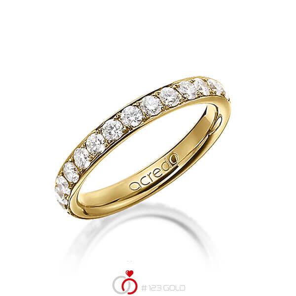klassieke Memoire-trouwring in geelgoud 916 volledig gezet met in totaal 1,35 ct. Briljant r,if van acredo - A-1255-1 klassieke Memoire-trouwring in geelgoud 916 volledig gezet met in totaal 1,35 ct. Briljant r,if van acredo - A-1255-1