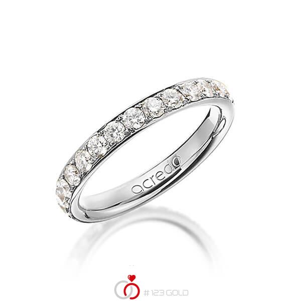 klassieke Memoire-trouwring in grijsgoud 14 kt. volledig gezet met in totaal 1,35 ct. Briljant r,if van acredo - A-1255-2 klassieke Memoire-trouwring in grijsgoud 14 kt. volledig gezet met in totaal 1,35 ct. Briljant r,if van acredo - A-1255-2