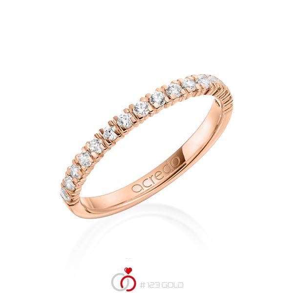 klassieke Memoire-trouwring in roodgoud 14 kt. half gezet met in totaal 0,32 ct. Briljant tw/si van acredo - A-1264-5 klassieke Memoire-trouwring in roodgoud 14 kt. half gezet met in totaal 0,32 ct. Briljant tw/si van acredo - A-1264-5