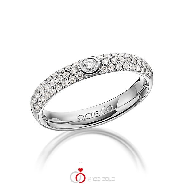 klassieke trouwring in grijsgoud 18 kt. met in totaal 0,492 ct. Briljant tw/si van acredo - A-1240-17 klassieke trouwring in grijsgoud 18 kt. met in totaal 0,492 ct. Briljant tw/si van acredo - A-1240-17