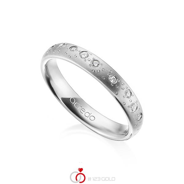 klassieke trouwring in platina 950 met in totaal 0,221 ct. Briljant tw/si van acredo - A-1305-10 klassieke trouwring in platina 950 met in totaal 0,221 ct. Briljant tw/si van acredo - A-1305-10