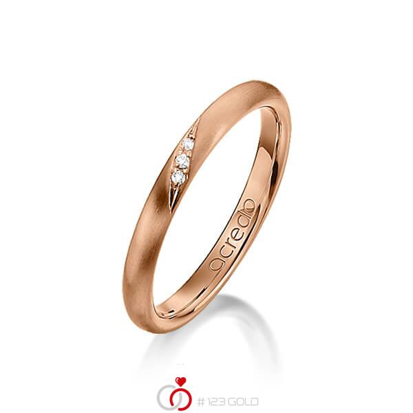 klassieke trouwring in roodgoud 14 kt. met in totaal 0,015 ct. Briljant tw/si van acredo - A-1282-5 klassieke trouwring in roodgoud 14 kt. met in totaal 0,015 ct. Briljant tw/si van acredo - A-1282-5