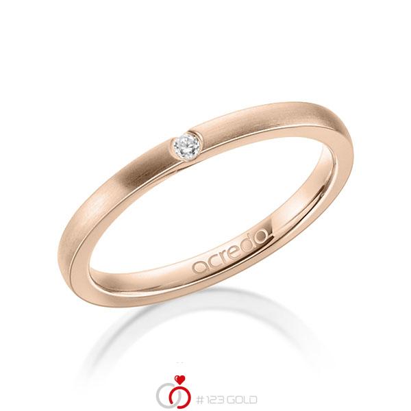 klassieke trouwring in roodgoud 14 kt. met in totaal 0,025 ct. Briljant tw/si van acredo - A-1302-4 klassieke trouwring in roodgoud 14 kt. met in totaal 0,025 ct. Briljant tw/si van acredo - A-1302-4