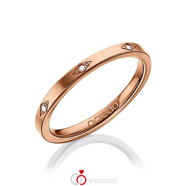 klassieke trouwring in roodgoud 14 kt. met in totaal 0,035 ct. Briljant tw/si van acredo - A-1301-4 klassieke trouwring in roodgoud 14 kt. met in totaal 0,035 ct. Briljant tw/si van acredo - A-1301-4