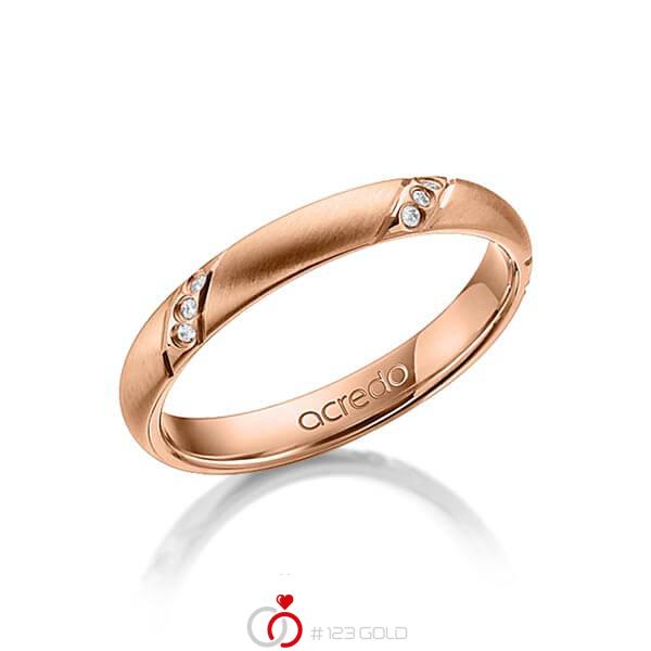 klassieke trouwring in roodgoud 14 kt. met in totaal 0,075 ct. Briljant tw/si van acredo - A-1306-4 klassieke trouwring in roodgoud 14 kt. met in totaal 0,075 ct. Briljant tw/si van acredo - A-1306-4