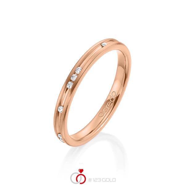 Klassieke trouwring in roodgoud 14 kt. met in totaal 0,14 ct. Briljant tw/si van acredo - A-1276-1 Klassieke trouwring in roodgoud 14 kt. met in totaal 0,14 ct. Briljant tw/si van acredo - A-1276-1