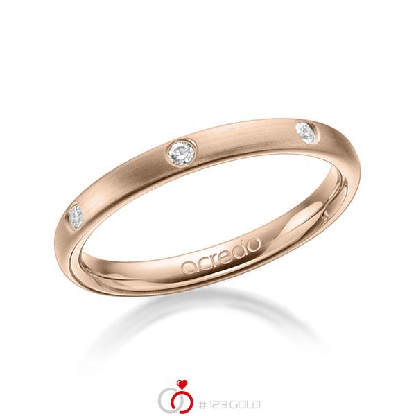 klassieke trouwring in roodgoud 18 kt. met in totaal 0,14 ct. Briljant tw/si van acredo - A-1275-25 klassieke trouwring in roodgoud 18 kt. met in totaal 0,14 ct. Briljant tw/si van acredo - A-1275-25