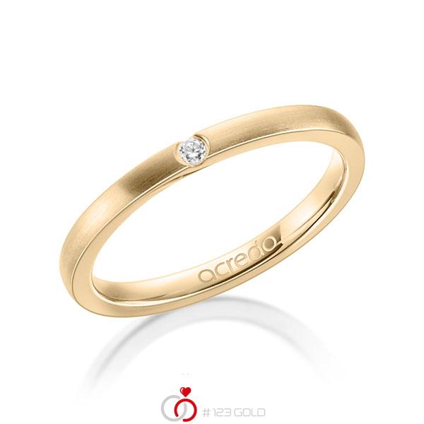 klassieke trouwring in roségoud 14 kt. met in totaal 0,025 ct. Briljant tw/si van acredo - A-1302-3 klassieke trouwring in roségoud 14 kt. met in totaal 0,025 ct. Briljant tw/si van acredo - A-1302-3