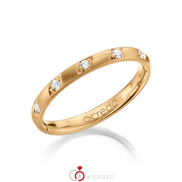 klassieke trouwring in roségoud 14 kt. met in totaal 0,22 ct. Briljant tw/si van acredo - A-1284-4 klassieke trouwring in roségoud 14 kt. met in totaal 0,22 ct. Briljant tw/si van acredo - A-1284-4