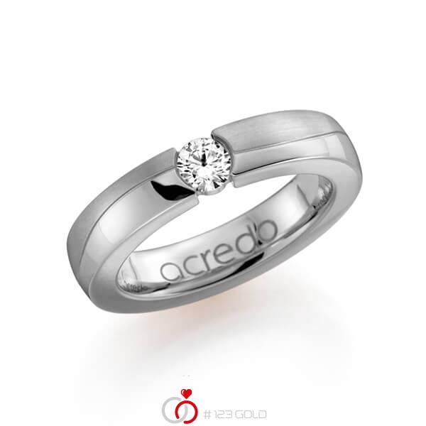 Klassieke trouwring in witgoud 14 kt. met 0,3 ct. Briljant tw/si van acredo - A-1119-4 Klassieke trouwring in witgoud 14 kt. met 0,3 ct. Briljant tw/si van acredo - A-1119-4