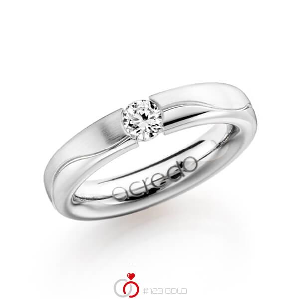 Klassieke trouwring in witgoud 14 kt. met 0,3 ct. Briljant tw/si van acredo - A-1120-4 Klassieke trouwring in witgoud 14 kt. met 0,3 ct. Briljant tw/si van acredo - A-1120-4