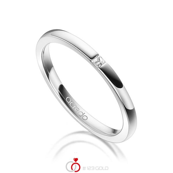 klassieke trouwring in witgoud 14 kt. met in totaal 0,03 ct. Princess-Diamant tw/si van acredo - A-1303-1 klassieke trouwring in witgoud 14 kt. met in totaal 0,03 ct. Princess-Diamant tw/si van acredo - A-1303-1