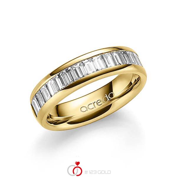 klassischer Memoire-Trauring/Ehering in außen Gelbgold 585 , innen Gelbgold 585 halbausgefasst mit zus. 1,36 ct. Baguette-Diamant tw, vs von acredo - A-1552-5 klassischer Memoire-Trauring/Ehering in außen Gelbgold 585 , innen Gelbgold 585 halbausgefasst mit zus. 1,36 ct. Baguette-Diamant tw, vs von acredo - A-1552-5