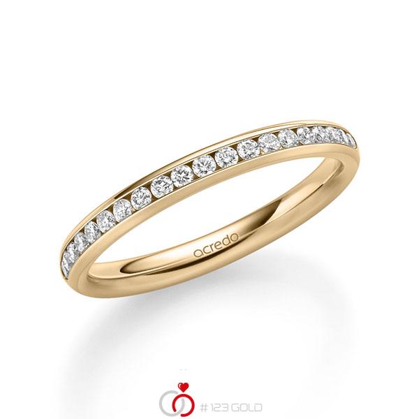 klassischer Memoire-Trauring/Ehering in außen Roségold 585 , innen Roségold 585 halbausgefasst mit zus. 0,285 ct. Brillant tw, si von acredo - A-1677-17 klassischer Memoire-Trauring/Ehering in außen Roségold 585 , innen Roségold 585 halbausgefasst mit zus. 0,285 ct. Brillant tw, si von acredo - A-1677-17