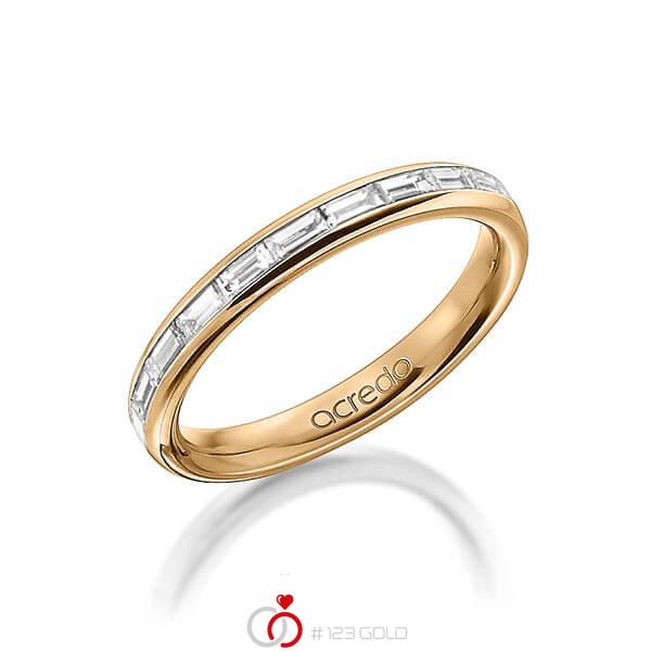 klassischer Memoire-Trauring/Ehering in aussen Roségold 585 , innen Roségold 585 halbausgefasst mit zus. 0,5 ct. Baguette-Diamant tw, vs von acredo - A-1555-7 klassischer Memoire-Trauring/Ehering in aussen Roségold 585 , innen Roségold 585 halbausgefasst mit zus. 0,5 ct. Baguette-Diamant tw, vs von acredo - A-1555-7