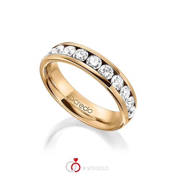 klassischer Memoire-Trauring/Ehering in außen Roségold 585 , innen Roségold 585 halbausgefasst mit zus. 1,1 ct. Brillant tw, si von acredo - A-1558-7 klassischer Memoire-Trauring/Ehering in außen Roségold 585 , innen Roségold 585 halbausgefasst mit zus. 1,1 ct. Brillant tw, si von acredo - A-1558-7