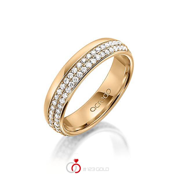 klassischer Memoire-Trauring/Ehering in außen Roségold 585 , innen Roségold 585 vollausgefasst mit zus. 0,752 ct. Brillant tw, si von acredo - A-1560-6 klassischer Memoire-Trauring/Ehering in außen Roségold 585 , innen Roségold 585 vollausgefasst mit zus. 0,752 ct. Brillant tw, si von acredo - A-1560-6