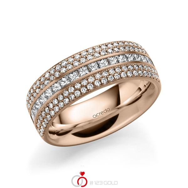 klassischer Memoire-Trauring/Ehering in aussen Rotgold 585 , innen Rotgold 585 halbausgefasst mit zus. 1,12 ct. Brillant & Prinzess-Diamant tw, si von acredo - A-1623-18 klassischer Memoire-Trauring/Ehering in aussen Rotgold 585 , innen Rotgold 585 halbausgefasst mit zus. 1,12 ct. Brillant & Prinzess-Diamant tw, si von acredo - A-1623-18