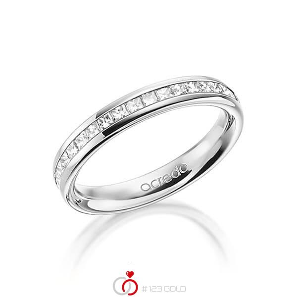 klassischer Memoire-Trauring/Ehering in aussen Weissgold 585 , innen Weissgold 585 halbausgefasst mit zus. 0,54 ct. Prinzess-Diamant tw, si von acredo - A-1554-3 klassischer Memoire-Trauring/Ehering in aussen Weissgold 585 , innen Weissgold 585 halbausgefasst mit zus. 0,54 ct. Prinzess-Diamant tw, si von acredo - A-1554-3