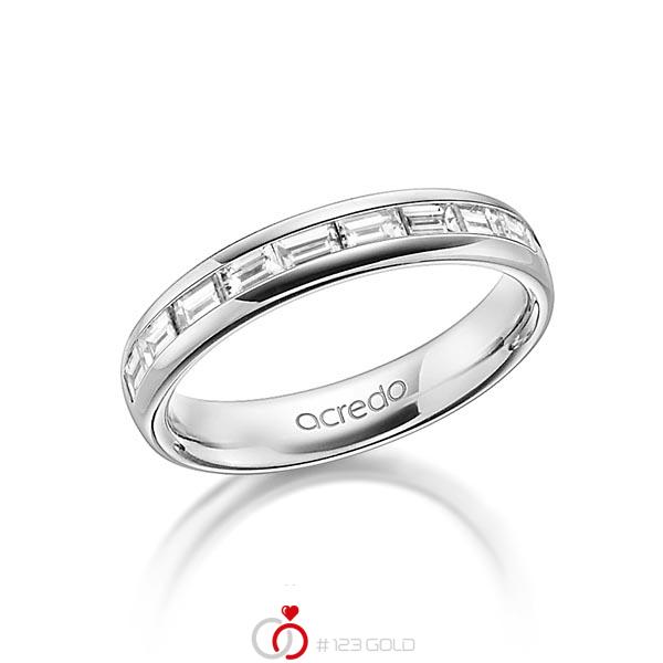 klassischer Memoire-Trauring/Ehering in außen Weißgold 585 , innen Weißgold 585 halbausgefasst mit zus. 0,8 ct. Baguette-Diamant tw, vs von acredo - A-1557-4 klassischer Memoire-Trauring/Ehering in außen Weißgold 585 , innen Weißgold 585 halbausgefasst mit zus. 0,8 ct. Baguette-Diamant tw, vs von acredo - A-1557-4