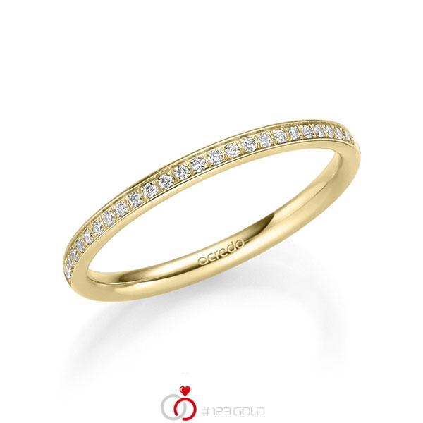 klassischer Memoire-Trauring/Ehering in Gelbgold 585 halbausgefasst mit zus. 0,135 ct. Brillant tw, si von acredo - A-2223-1 klassischer Memoire-Trauring/Ehering in Gelbgold 585 halbausgefasst mit zus. 0,135 ct. Brillant tw, si von acredo - A-2223-1