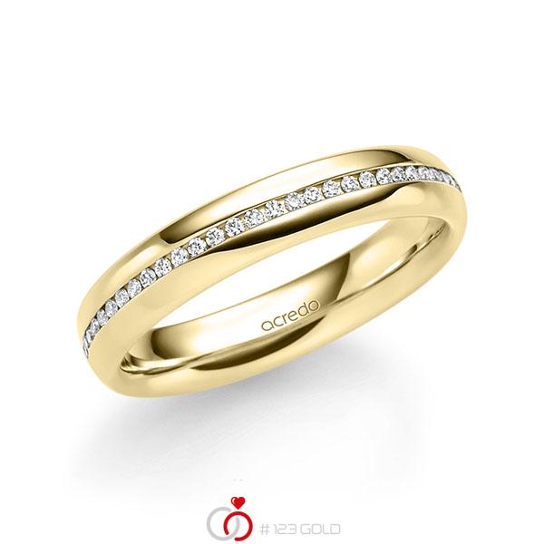 klassischer Memoire-Trauring/Ehering in Gelbgold 585 halbausgefasst mit zus. 0,14 ct. Brillant tw, si von acredo - A-1723-2 klassischer Memoire-Trauring/Ehering in Gelbgold 585 halbausgefasst mit zus. 0,14 ct. Brillant tw, si von acredo - A-1723-2