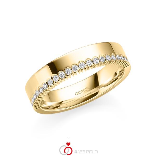 klassischer Memoire-Trauring/Ehering in Gelbgold 585 halbausgefasst mit zus. 0,21 ct. tw, si von acredo - A-2108-7 klassischer Memoire-Trauring/Ehering in Gelbgold 585 halbausgefasst mit zus. 0,21 ct. tw, si von acredo - A-2108-7