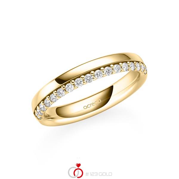 klassischer Memoire-Trauring/Ehering in Gelbgold 585 halbausgefasst mit zus. 0,255 ct. tw, si von acredo - A-2106-8 klassischer Memoire-Trauring/Ehering in Gelbgold 585 halbausgefasst mit zus. 0,255 ct. tw, si von acredo - A-2106-8