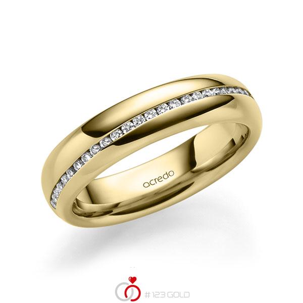 klassischer Memoire-Trauring/Ehering in Gelbgold 585 halbausgefasst mit zus. 0,2 ct. Brillant tw, si von acredo - A-1629-16 klassischer Memoire-Trauring/Ehering in Gelbgold 585 halbausgefasst mit zus. 0,2 ct. Brillant tw, si von acredo - A-1629-16