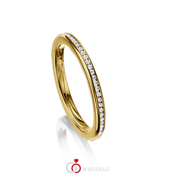 klassischer Memoire-Trauring/Ehering in Gelbgold 585 vollausgefasst mit zus. 0,295 ct. Brillant tw, si von acredo - A-1115-2 klassischer Memoire-Trauring/Ehering in Gelbgold 585 vollausgefasst mit zus. 0,295 ct. Brillant tw, si von acredo - A-1115-2