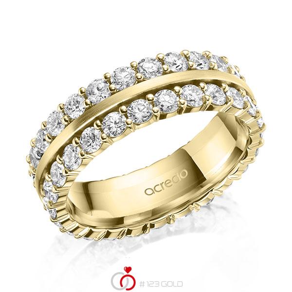 klassischer Memoire-Trauring/Ehering in Gelbgold 585 vollausgefasst mit zus. 2,5 ct. tw, si von acredo - A-2100-13 klassischer Memoire-Trauring/Ehering in Gelbgold 585 vollausgefasst mit zus. 2,5 ct. tw, si von acredo - A-2100-13