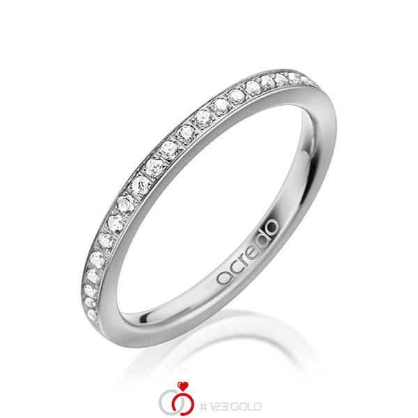 klassischer Memoire-Trauring/Ehering in Graugold 585 halbausgefasst mit zus. 0,22 ct. Brillant tw, si von acredo - A-1593-3 klassischer Memoire-Trauring/Ehering in Graugold 585 halbausgefasst mit zus. 0,22 ct. Brillant tw, si von acredo - A-1593-3