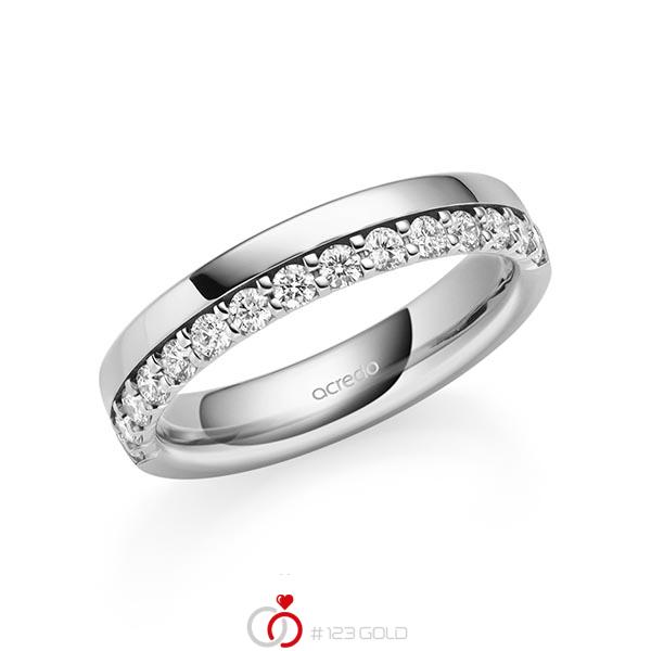 klassischer Memoire-Trauring/Ehering in Graugold 585 halbausgefasst mit zus. 0,42 ct. tw, si von acredo - A-2111-10 klassischer Memoire-Trauring/Ehering in Graugold 585 halbausgefasst mit zus. 0,42 ct. tw, si von acredo - A-2111-10