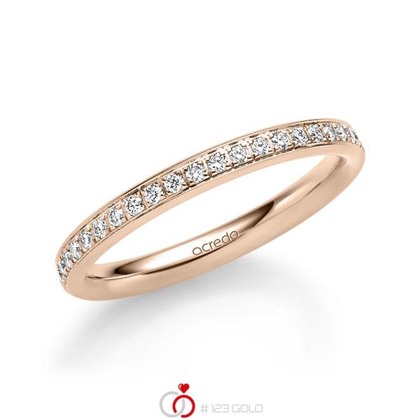 klassischer Memoire-Trauring/Ehering in Rotgold 585 halbausgefasst mit zus. 0,22 ct. Brillant tw, si von acredo - A-1725-4 klassischer Memoire-Trauring/Ehering in Rotgold 585 halbausgefasst mit zus. 0,22 ct. Brillant tw, si von acredo - A-1725-4