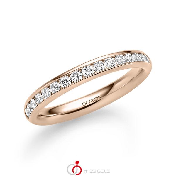 klassischer Memoire-Trauring/Ehering in Rotgold 585 halbausgefasst mit zus. 0,48 ct. Brillant tw, si von acredo - A-1722-7 klassischer Memoire-Trauring/Ehering in Rotgold 585 halbausgefasst mit zus. 0,48 ct. Brillant tw, si von acredo - A-1722-7