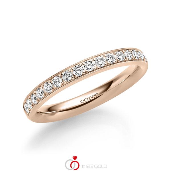 klassischer Memoire-Trauring/Ehering in Rotgold 585 halbausgefasst mit zus. 0,4 ct. Brillant tw, si von acredo - A-1727-5 klassischer Memoire-Trauring/Ehering in Rotgold 585 halbausgefasst mit zus. 0,4 ct. Brillant tw, si von acredo - A-1727-5