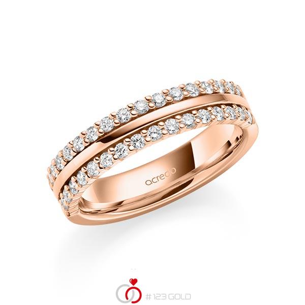 klassischer Memoire-Trauring/Ehering in Rotgold 585 halbausgefasst mit zus. 0,51 ct. tw, si von acredo - A-2110-7 klassischer Memoire-Trauring/Ehering in Rotgold 585 halbausgefasst mit zus. 0,51 ct. tw, si von acredo - A-2110-7