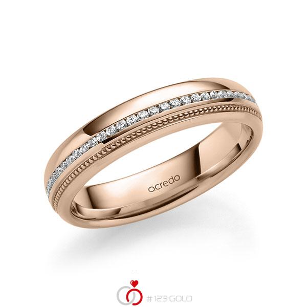 klassischer Memoire-Trauring/Ehering in Rotgold 585 vollausgefasst mit zus. 0,285 ct. Brillant tw, si von acredo - A-1772-18 klassischer Memoire-Trauring/Ehering in Rotgold 585 vollausgefasst mit zus. 0,285 ct. Brillant tw, si von acredo - A-1772-18