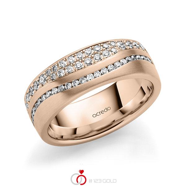 klassischer Memoire-Trauring/Ehering in Rotgold 585 vollausgefasst mit zus. 1,085 ct. Brillant tw, si von acredo - A-1713-11 klassischer Memoire-Trauring/Ehering in Rotgold 585 vollausgefasst mit zus. 1,085 ct. Brillant tw, si von acredo - A-1713-11