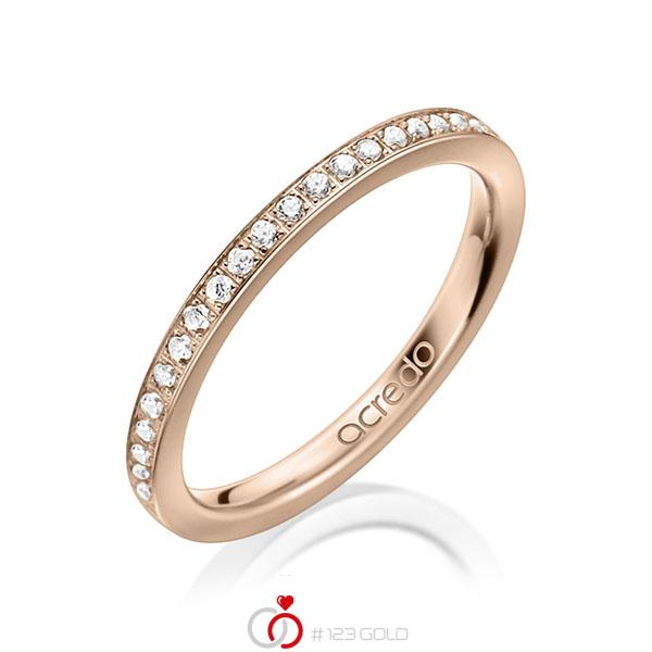 klassischer Memoire-Trauring/Ehering in Rotgold 750 halbausgefasst mit zus. 0,22 ct. Brillant tw, si von acredo - A-1593-9 klassischer Memoire-Trauring/Ehering in Rotgold 750 halbausgefasst mit zus. 0,22 ct. Brillant tw, si von acredo - A-1593-9