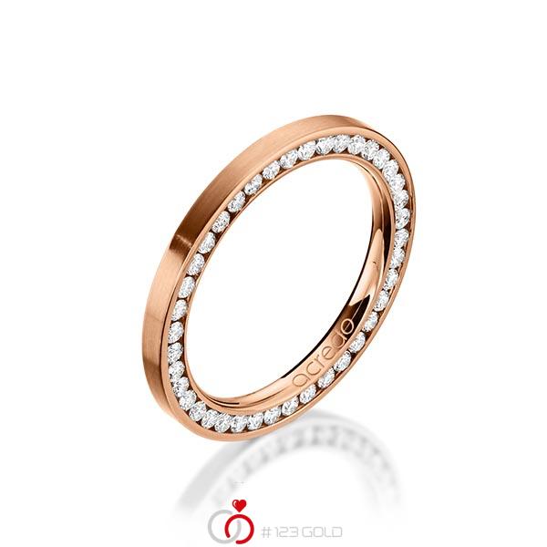 klassischer Memoire-Trauring/Ehering in Rotgold 750 vollausgefasst mit zus. 0,57 ct. Brillant tw, si von acredo - A-1175-9 klassischer Memoire-Trauring/Ehering in Rotgold 750 vollausgefasst mit zus. 0,57 ct. Brillant tw, si von acredo - A-1175-9