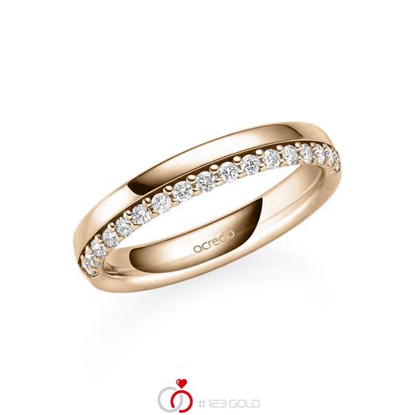 klassischer Memoire-Trauring/Ehering in Signature Gold 585 halbausgefasst mit zus. 0,255 ct. tw, si von acredo - A-2106-12 klassischer Memoire-Trauring/Ehering in Signature Gold 585 halbausgefasst mit zus. 0,255 ct. tw, si von acredo - A-2106-12