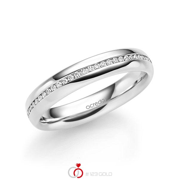 klassischer Memoire-Trauring/Ehering in Weißgold 585 halbausgefasst mit zus. 0,14 ct. Brillant tw, si von acredo - A-1723-1 klassischer Memoire-Trauring/Ehering in Weißgold 585 halbausgefasst mit zus. 0,14 ct. Brillant tw, si von acredo - A-1723-1