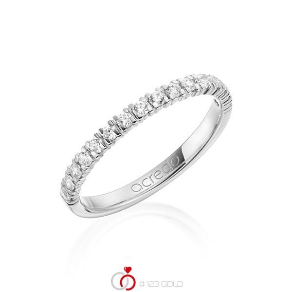 klassischer Memoire-Trauring/Ehering in Weißgold 585 halbausgefasst mit zus. 0,32 ct. Brillant tw, si von acredo - A-1264-1 klassischer Memoire-Trauring/Ehering in Weißgold 585 halbausgefasst mit zus. 0,32 ct. Brillant tw, si von acredo - A-1264-1