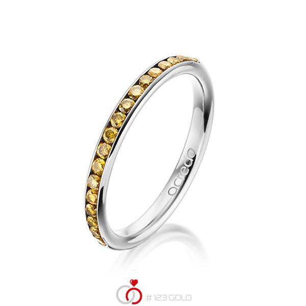 klassischer Memoire-Trauring/Ehering in Weißgold 585 halbausgefasst mit zus. 0,34 ct. Brillant cognac von acredo - A-1657-2 klassischer Memoire-Trauring/Ehering in Weißgold 585 halbausgefasst mit zus. 0,34 ct. Brillant cognac von acredo - A-1657-2