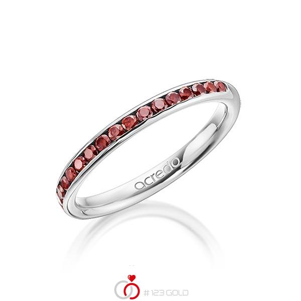 klassischer Memoire-Trauring/Ehering in Weißgold 585 halbausgefasst mit zus. 0,34 ct. Brillant Red Cherry von acredo - A-1657-5 klassischer Memoire-Trauring/Ehering in Weißgold 585 halbausgefasst mit zus. 0,34 ct. Brillant Red Cherry von acredo - A-1657-5