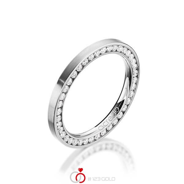 klassischer Memoire-Trauring/Ehering in Weißgold 585 vollausgefasst mit zus. 0,57 ct. Brillant tw, si von acredo - A-1175-5 klassischer Memoire-Trauring/Ehering in Weißgold 585 vollausgefasst mit zus. 0,57 ct. Brillant tw, si von acredo - A-1175-5