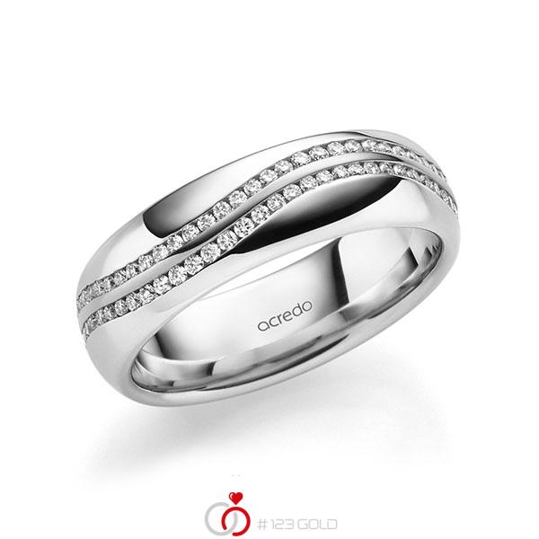 klassischer Memoire-Trauring/Ehering in Weißgold 585 vollausgefasst mit zus. 0,59 ct. Brillant tw, si von acredo - A-1711-26 klassischer Memoire-Trauring/Ehering in Weißgold 585 vollausgefasst mit zus. 0,59 ct. Brillant tw, si von acredo - A-1711-26