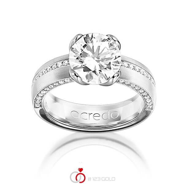 klassischer Memoire-Trauring/Ehering in Weißgold 750 halbausgefasst mit 2 ct. + zus. 0,295 ct. Brillant tw, vs von acredo - A-1202-15 klassischer Memoire-Trauring/Ehering in Weißgold 750 halbausgefasst mit 2 ct. + zus. 0,295 ct. Brillant tw, vs von acredo - A-1202-15